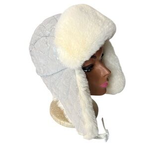 Free People silver foil toned faux fur trapper hat